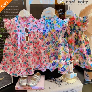 ชุดเดรสเด็กหญิง เดรสเด้กผู้หญิงลายดอกไม้ คอจีน งานน่ารัก สำห…