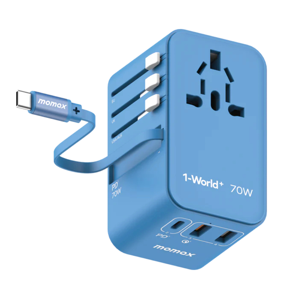 MOMAX หัวชาร์จและหัวแปลงปลั๊กไฟ 1-World+ 70W GaN 3-Port พร้อมสาย USB-C ในตัว + AC Travel Adaptor รองรับการชาร์จสูงสุด 70 ราคา ถูกที่สุด ดีลบีเคเค แกลเลอรีภาพที่ 9
