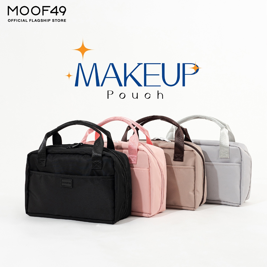 Moof49 Makeup Pouch กระเป๋าเครื่องสำอางแบบพกพา ผ้าไนล่อนกันน้ำ สีสันน่ารัก