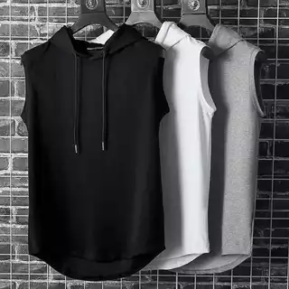 AP Stores เสื้อกล้าม แขนกุด มีฮู้ด แบบบาง แฟชั่นฤดูร้อน สไตล์หล่อเท่ สไตล์เกาหลี สําหรับผู้ชาย LZ-SY1001