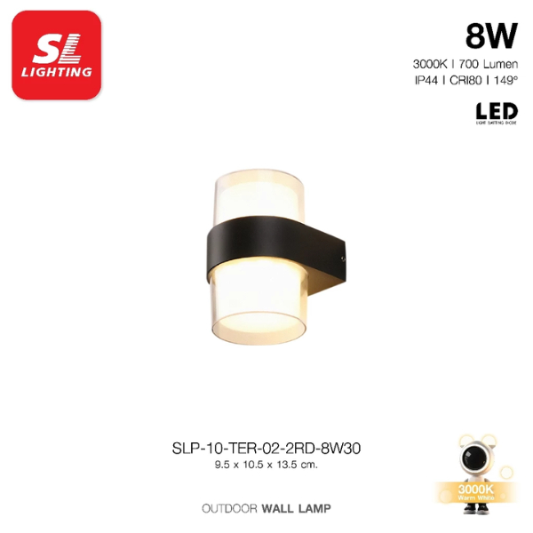 SL LIGHTING Outer Space โคมไฟติดผนังภายนอก LED 8W 3000K วัสดุ ABS รุ่น 10-TER-8W30 (กลม,เหลี่ยม) - รูปที่ 3
