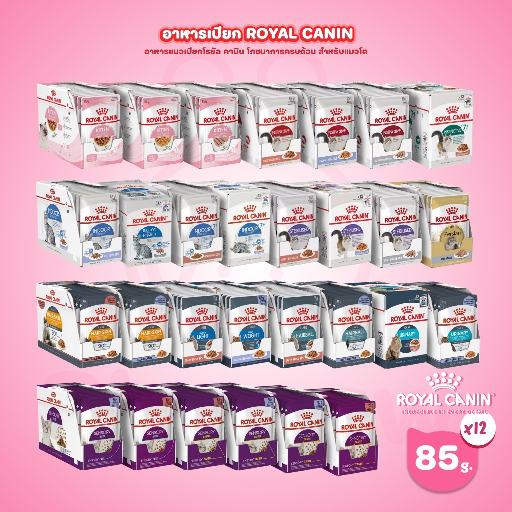 [ยกโหล 12 ซอง] Royal Canin Pouch อาหารเปียก รอยัลคานิน  สำหรับแมวทุกช่วงวัย ขนาด 85 กรัม/ซอง