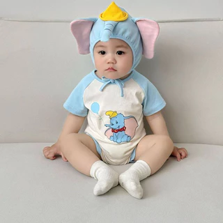 🚚สต็อกไทย ส่งไว 24 ชม romper ชุดทารกชุดช้างสำหรับทารกแรกเกิด ผ้าฝ้าย 0-18 เดือน ฤดูร้อน ชุดถ่ายรูปสวยงามสำหรับทารกแรกเกิ
