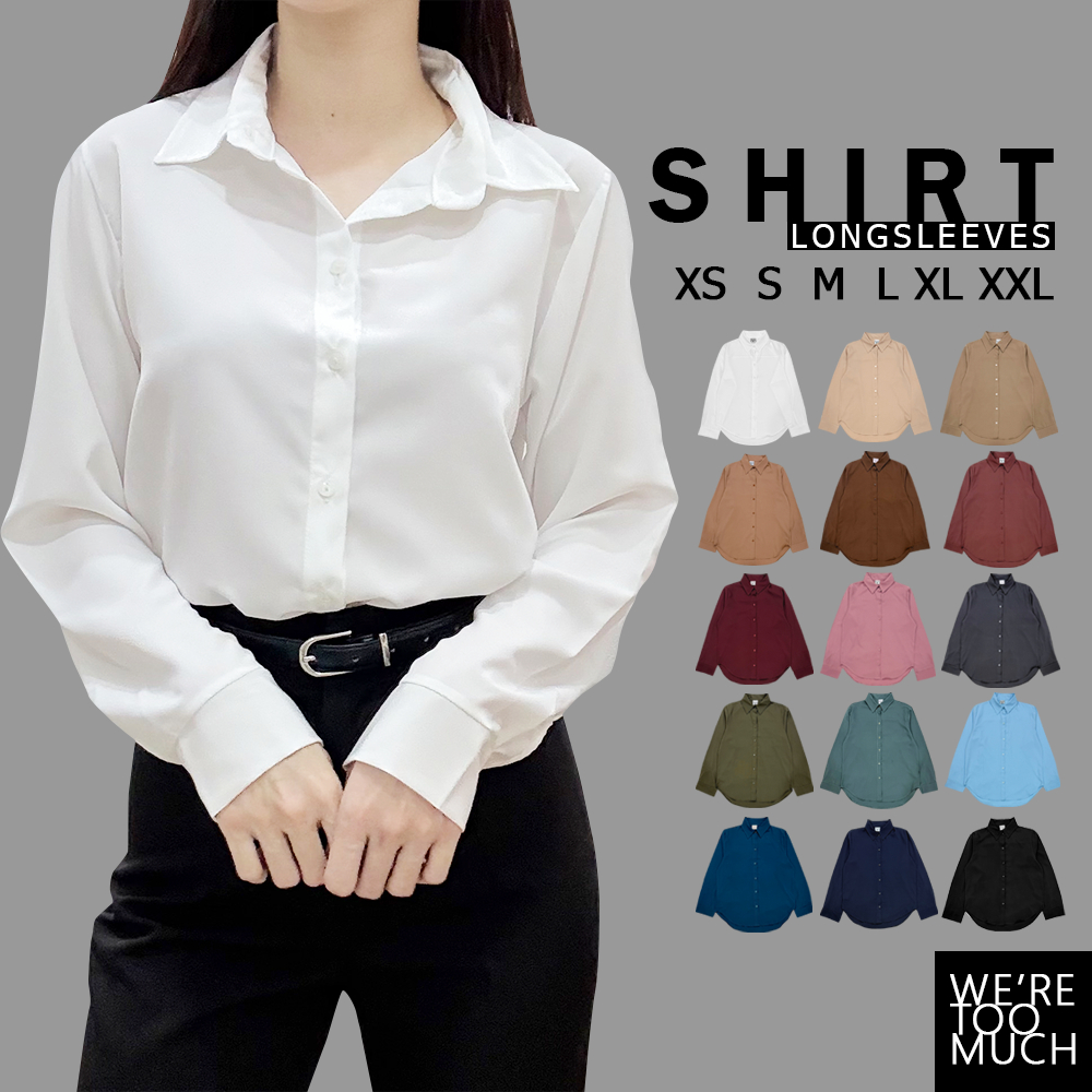 WERETOOMUCH (SH554) เสื้อเชิ้ตคอปก แขนยาว 6 ไซส์ อก 36-46 ผ้าไหมอิตาลี นุ่ม พริ้ว ใส่สบาย