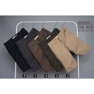 ⚡GW⚡9576กางเกงขาสั้น ผู้ชาย ผ้าคอตต้อน สีพื้น ทรงพับขา ยาว21-22นิ้ว ไซส์ 30-38
