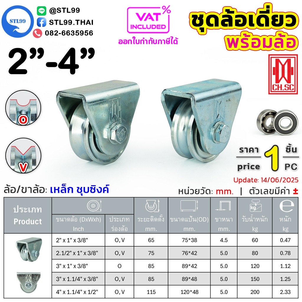 CH.SC เฟรมล้อเดี่ยว 4 นิ้ัว ขาล้อเดี่ยว เหล็กเหนียว ชุบซิงค์ พร้อมล้อ ขาล้อ อะไหล่ ประตูรั้ว ล้อประตูรั้ว (ราคา 1 ลูก)