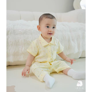 Iflin Baby - ชุดไปเที่ยว เด็กผู้ชาย ขาสั้นแขนสั้น ปกเชิ้ต (ไม่รวมหมวก) - Boy Romper - มี 4 ไซส์