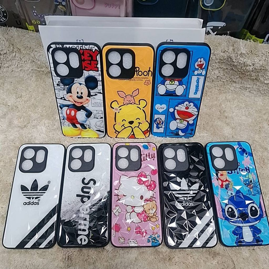 เคสมือถือ สำหรับ infinix Smart8 Hot40 Hot40i งานกระจก3Dลายการ์ตูนกันกระแทก ขอบนิ่มหลังแข็งลายสวย