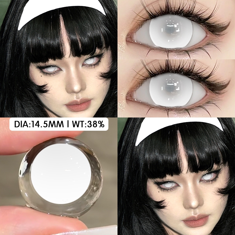 Funsachy คอนแทคเลนส์คอสเพลย์ คอนแทคเลนส์อนิเมะ คอนแทคเลนส์สีขาว 14.5mm lens