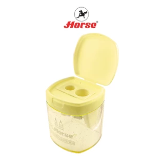 Horse ตราม้า กบเหลาดินสอ 2 รู พลาสติก H-860 ตราม้า แบบมีฝาปิด คละสี จำนวน 1 ตัว