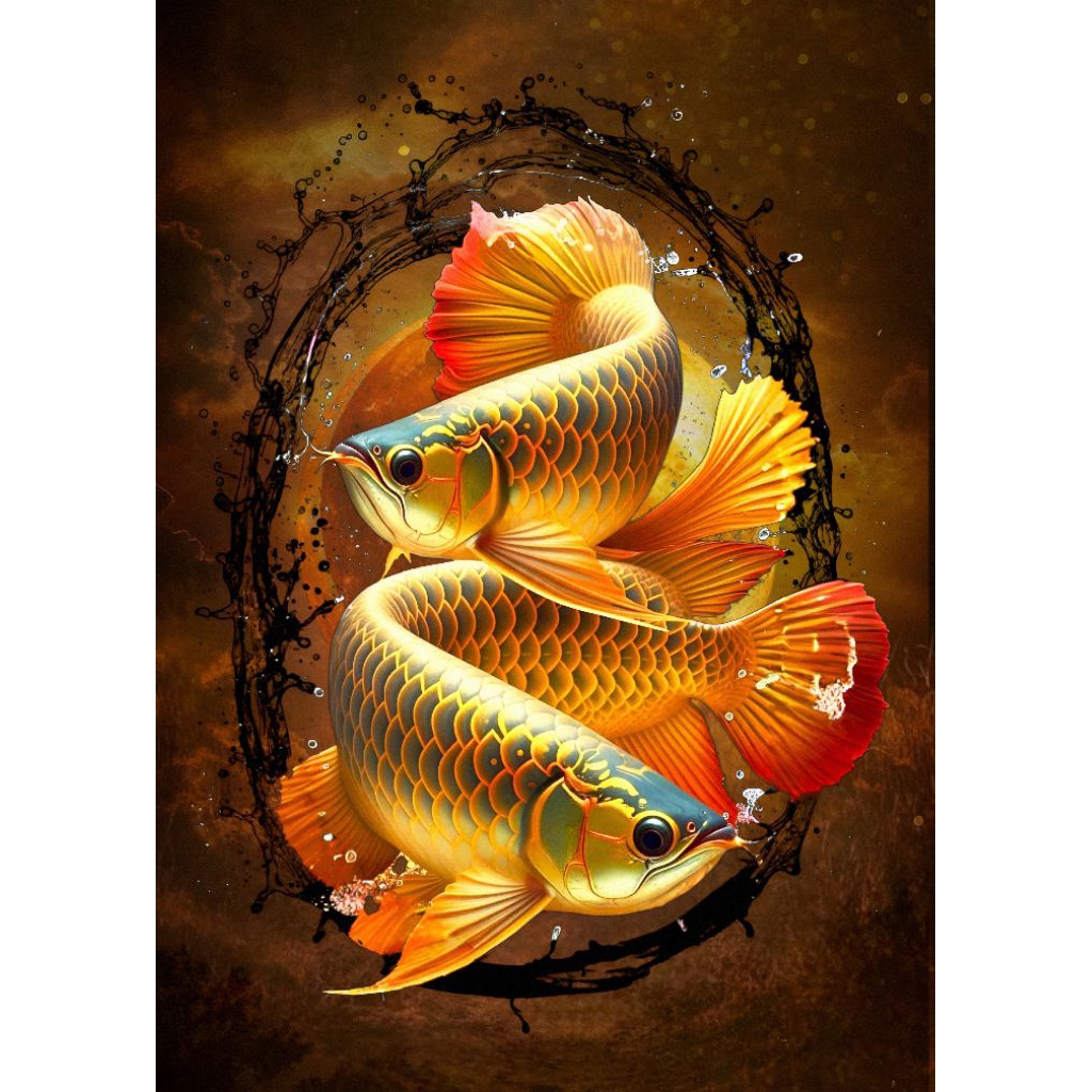 รูปโปสเตอร์  ปลามังกร ไม่มีกรอบ ภาพมงคล เสริมฮวงจุ้ย ตกแต่งบ้าน ขนาด A3