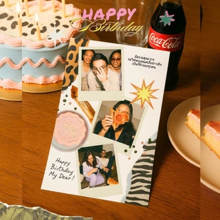 การ์ดวันเกิด สั่งทำใส่รูป เขียนข้อความ 🍰 (เปิดส่งด่วน) กระดาษการ์ดโฟโต้ กระดาษพรีเมี่ยม 260 แกรม
