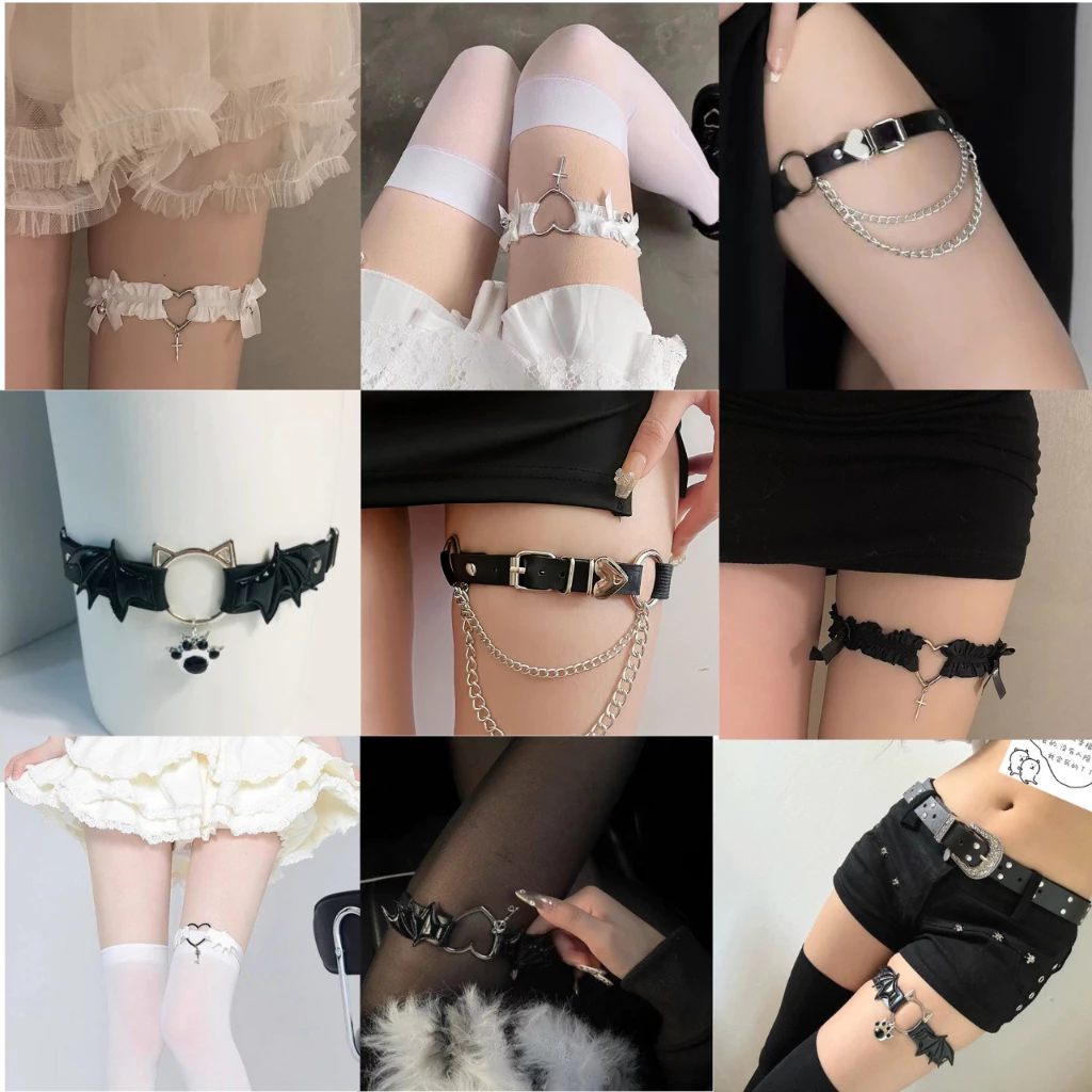 สายรัดขาแฟชั่น สไตล์คอสเพลย์ Gothic Lolita พร้อมส่ง | สายรัดต้นขา แต่งตัวน่ารัก ใส่กับถุงน่อง