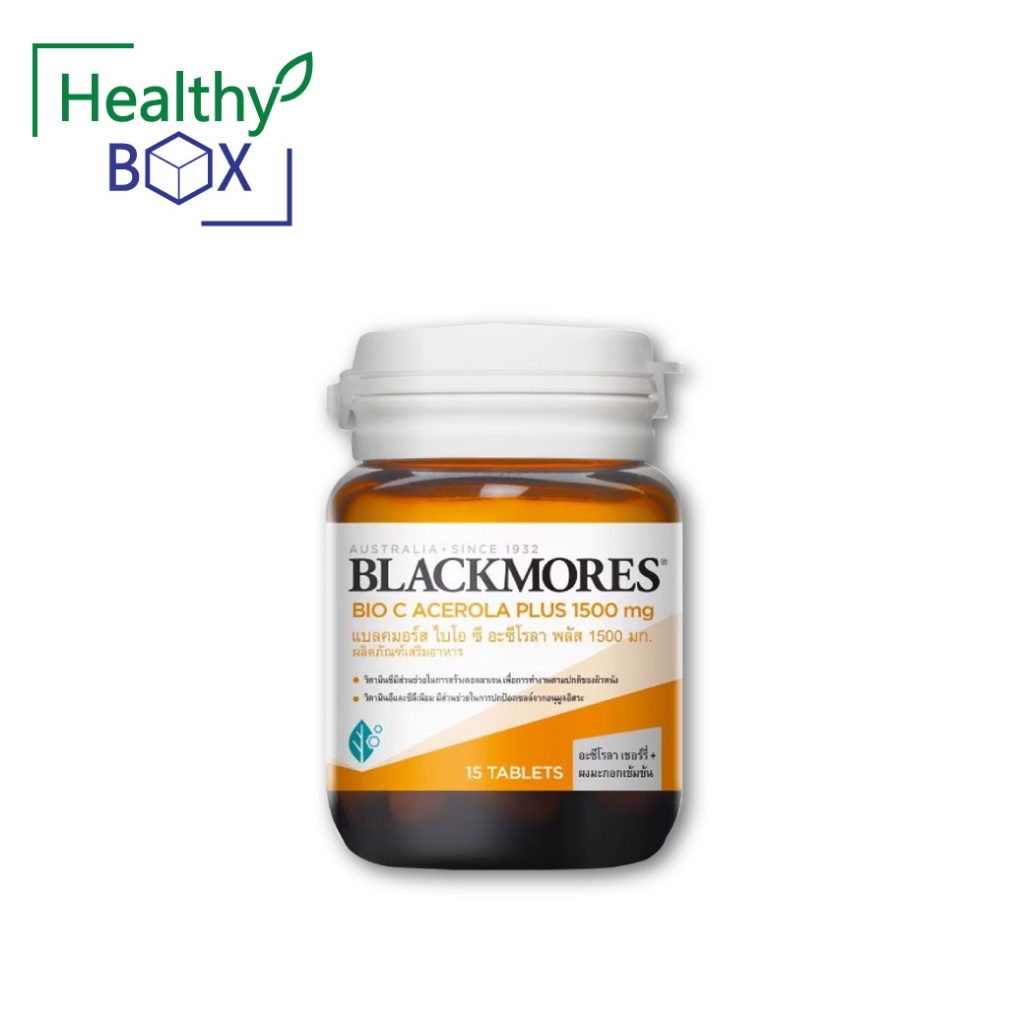 BLACKMORES Bio C Acerola Plus 1500mg. 15Tablets แบลคมอร์ส ไบโอ ซี อะซีโรลา พลัส 1500 มก.
