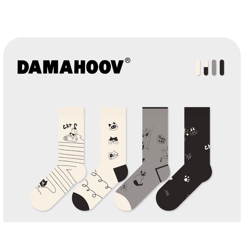 MIX’S SOCKS ถุงเท้าแฟชั่น Gang น้องแมว ที่กำลังเล่นซนตามประสาเจ้านาย size 36-43