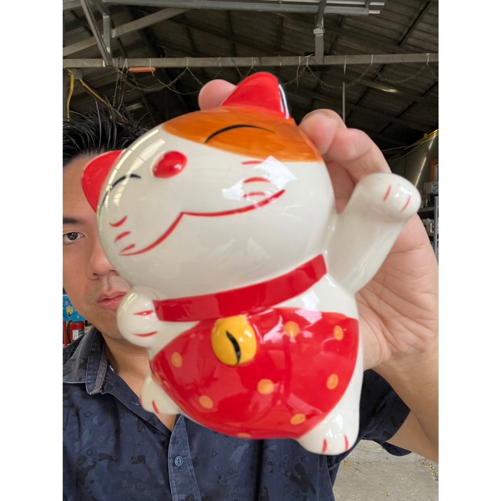 ออมสินแมวกวัก เซรามิค ขนาด สูง 5 นิ้วx3.5นิ้ว ออกใบกำกับภาษีได้ รหัส lucky_cat888