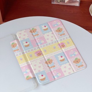 ✨พร้อมส่ง✨เคสไอแพด หมี Gen9 Gen11 Air7/6 11 Pro11 2024 Gen12 เค้ก เคสipad Gen6/5 9.7 Air3 mini7