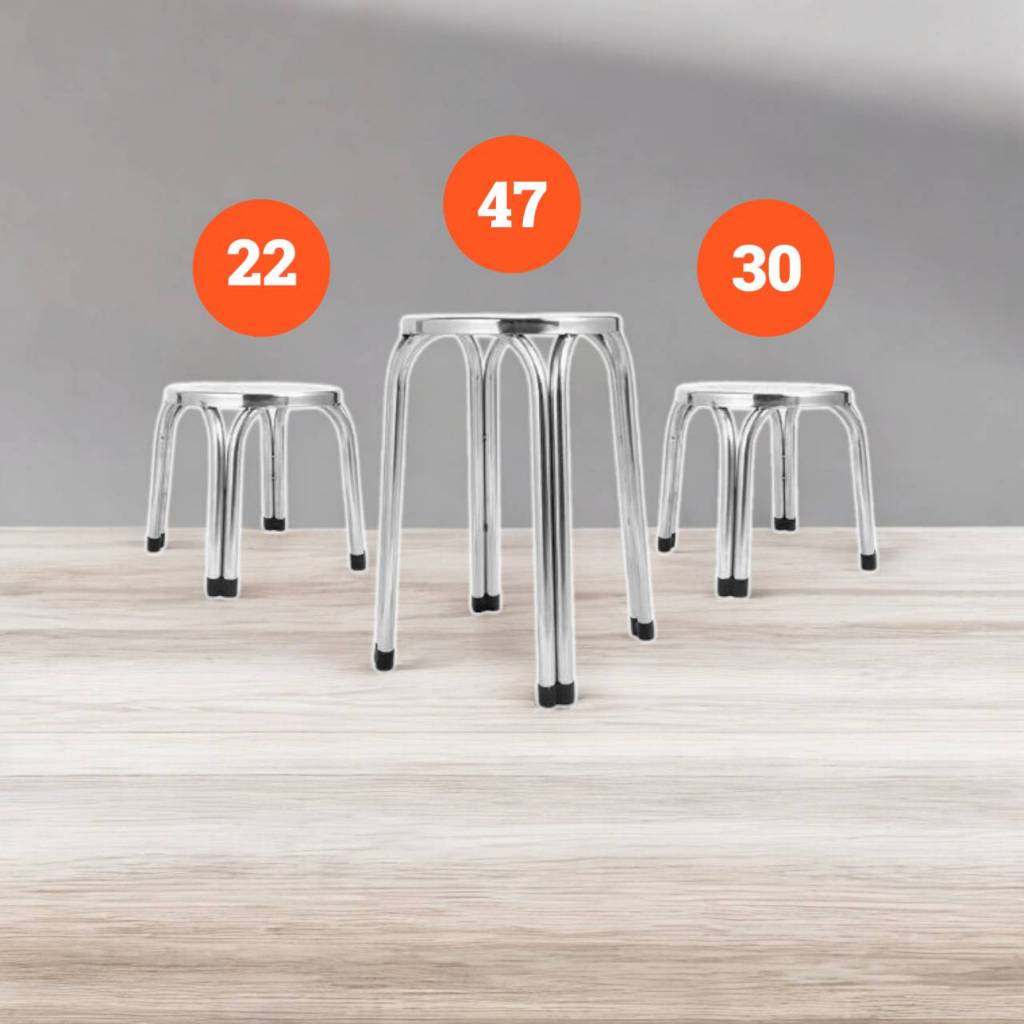 เก้าอี้สแตนเลส เกรด 201 22CM/30CM/47CM เก้าอี้ สแตนเลสเก้าอี้กลมขาคู่ เก้าอี้กลางแจ้ง แข็งแรง
