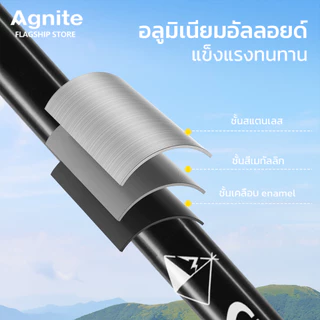 Agnite ไม้เท้าเดินป่า แท่งไม้เดินป่า อลูมิเนียม ด้ามจับแนวตั้ง พับเก็บได้ แพ็คคู่ 2ชิ้น Trekking Pole