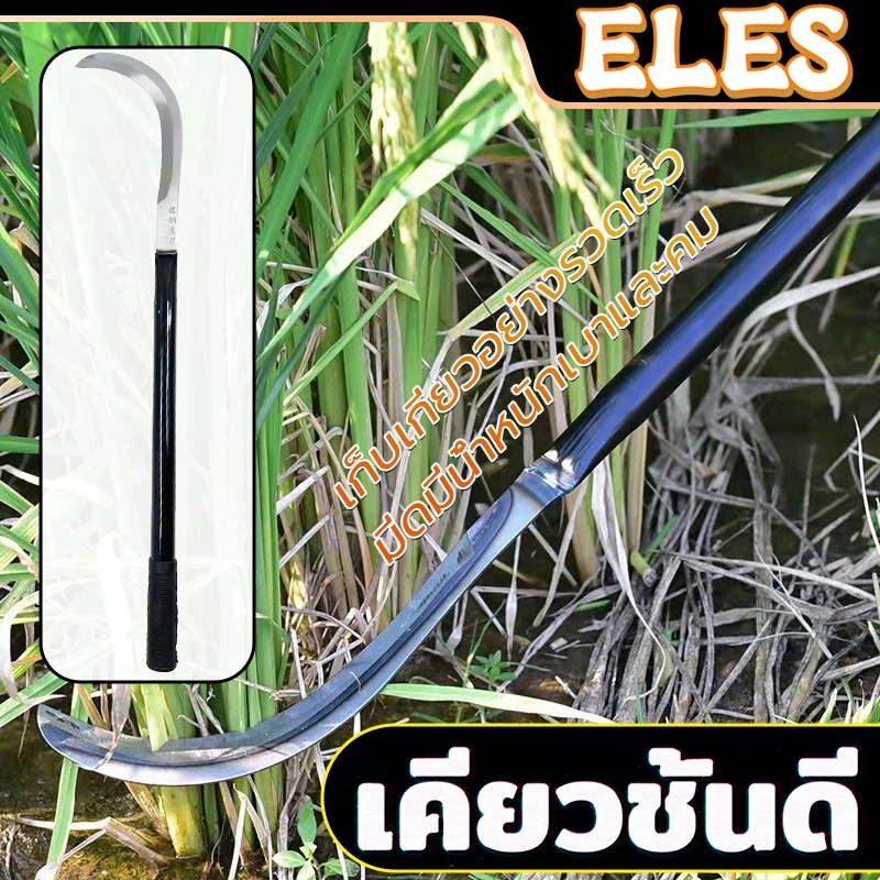 มีดขอด้ามยาว เคียวปาดตองด้ามแป๊บยาว เคียวเหล็กแมงกานีส ทำมาจากเหล็กแมงกานีสแท้ แข็งแรงคงพิเศษ