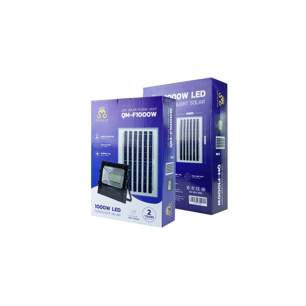 QM SOLAR ไฟโซล่าเซลล์ สปอตไลท์พลังงานแสงอาทิตย์ รุ่น QM-F1000W  กันน้ำได้ ใช้พลังงานแสงอาทิตย์ 100%