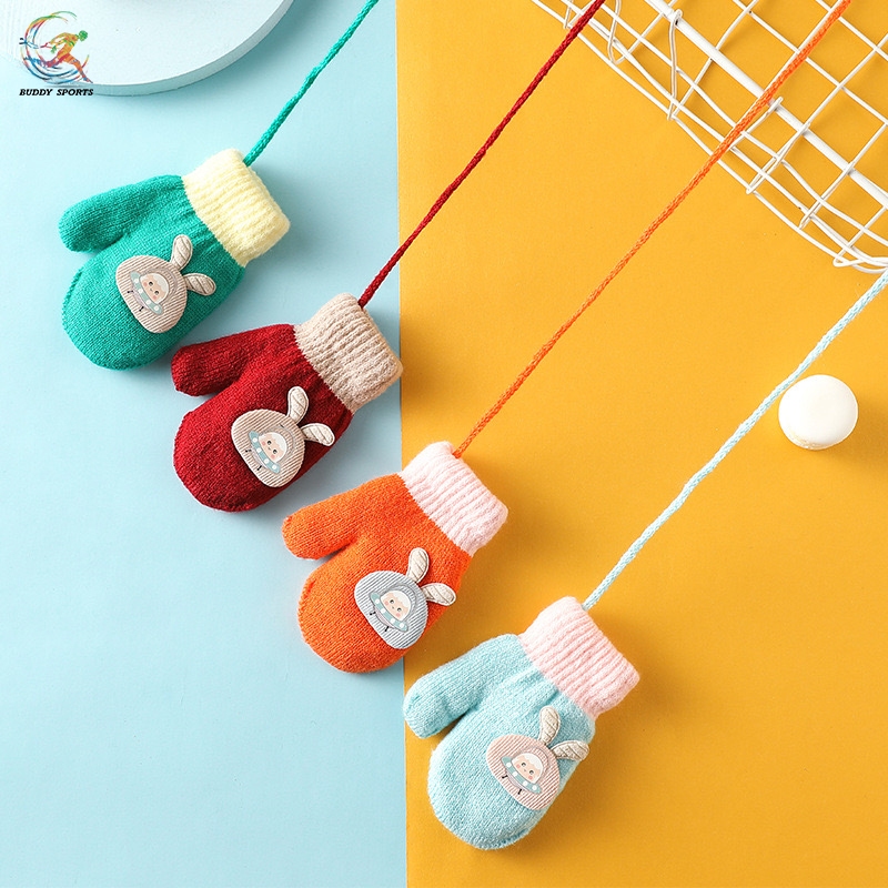 ถุงมือกันหนาวเด็กทารก สีสันสดใส หนานุ่ม ไม่คายเคืองผิวเด็ก ตกแต่งด้วยตัวการ์ตูนน่ารัก 01K2 - รูปที่ 2