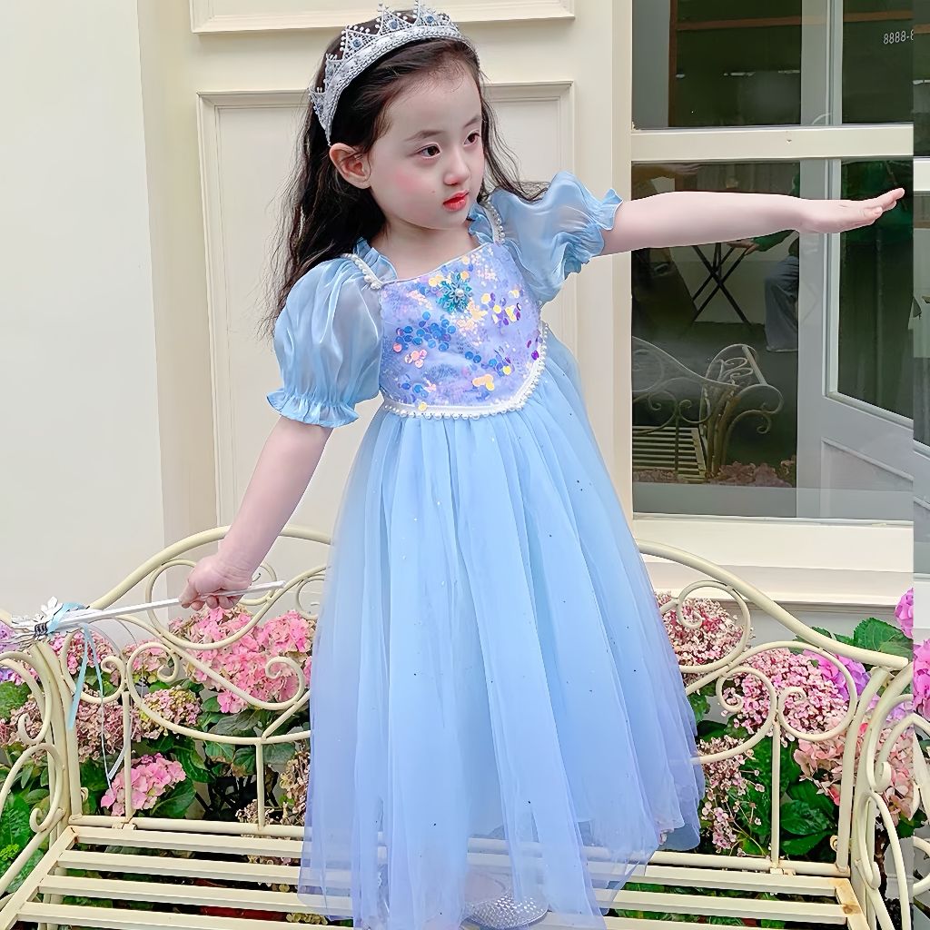 PRINCESS KESLI  ชุดเอลซ่า ชุดเจ้าหญิง เดรสเจ้าหญิงเด็ก ชุดราตรีชุดเดรสยาวเด็ก 1-7 ปี