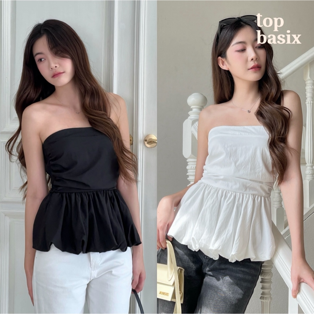 TOPBASIX - Spring rolls top เสื้อเกาะอกทรงบอลลูน