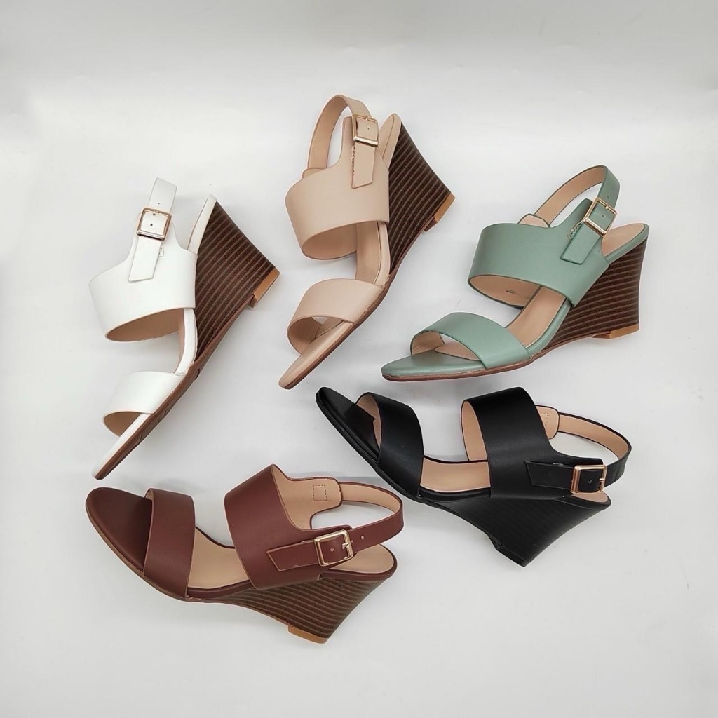 Shoes i amm UN63 พร้อมส่งจากนครนายก รองเท้าส้นเตารีด คาดสองระดับรัดส้น