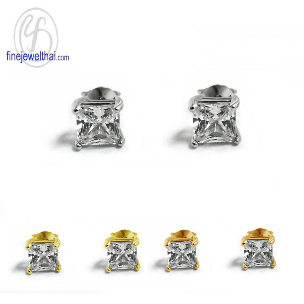 Finejewelthai ต่างหู-ต่างหูเพชรCZ-ต่างหูเงินแท้-Diamond-CZ-Silver-Earring-E2005cz