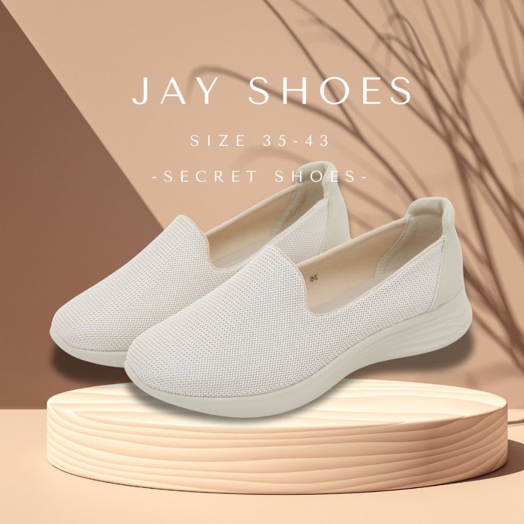 JAY SHOES สุดนุ่ม ทรงสปอร์ต ดีต่อสุขภาพเท้า ใส่สบายมากๆ (เท้าปกติใส่ตรงไซส์ / เท้าอวบ กว้าง +1 )