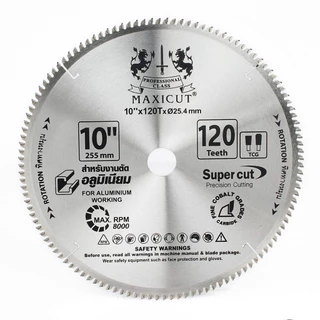 ใบเลื่อยวงเดือน ตัดอลูมิเนียม 10” MAXICUT สีน้ำเงิน ใบเลื่อยคม ไม่แกว่ง ตัดได้แม่นยำ เที่ยงตรง