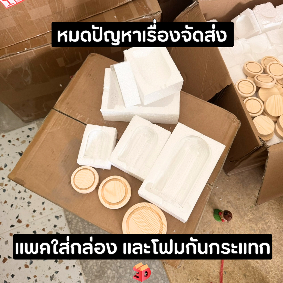 ที่ครอบแก้ว 'มูนิมอล' ใส่โมเดล องค์พระ เอนกประสงค์ ครอบแก้วพระ ฐานไม้ โดมแก้วฐานไม้