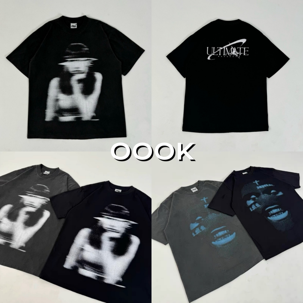 (จัดส่งตลอด 24 ชั่วโมง）OOOK Official กลัว สไตล์เดียวกันเสื้อยืดผ้าฝ้ายหนักคู่เดิมสวมใส่หญิงอเมริกันย้อนยุคหลวม Oversize
