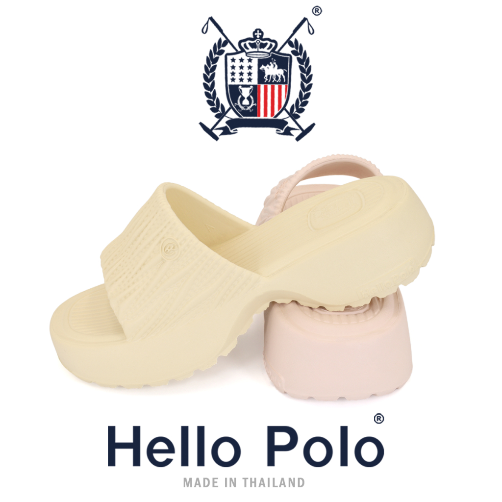 Hello Polo รองเท้าแบบสวม รองเท้าแฟชั่น พื้นหนา กันลื่น รองเท้านิ่มเหมือนเหยียบอึ เบาสบาย ดีไซน์เพรียว รองเท้านุ่ม HP8040