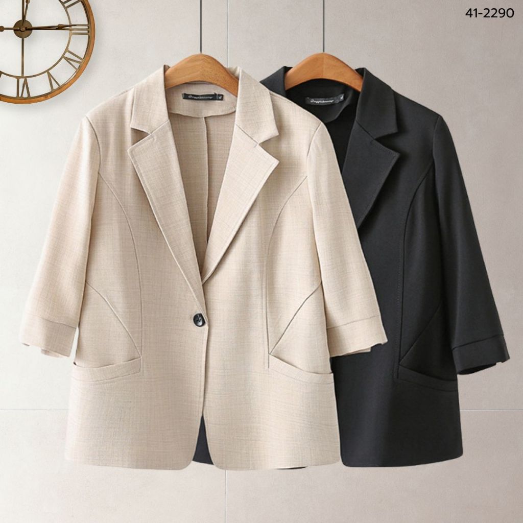 Lady and the trim 41-2290 เสื้อคลุมทำงานแขนสี่ส่วน อก 42-52 นิ้ว
