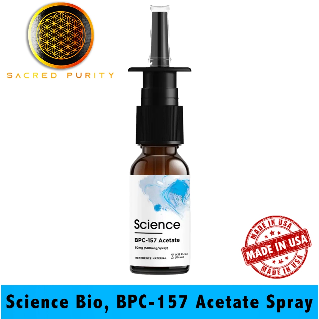 Science Bio, BPC-157 Acetate (Peptide) – 0.33 FL OZ (10ml) Spray, 50mg BPC-157 (500mcg per spray) - 