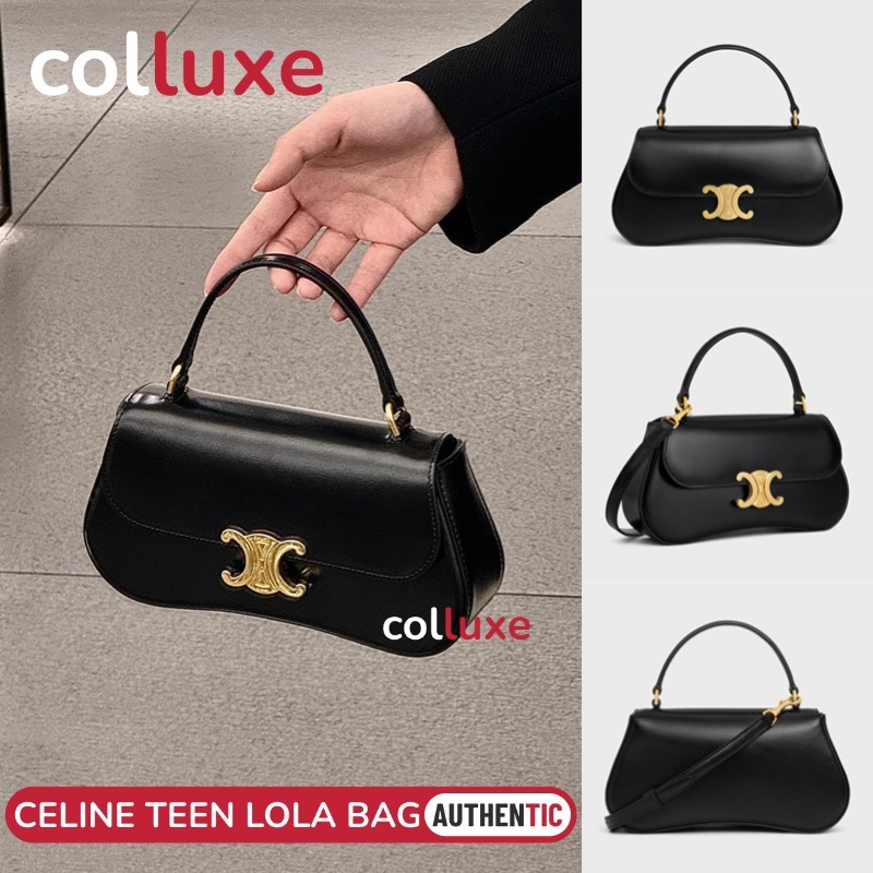 กระเป๋า CELINE LOLA ขนาด TEEN หนังลูกวัวสัมผัสเงา Shoulder Bag หนังลูกวัว