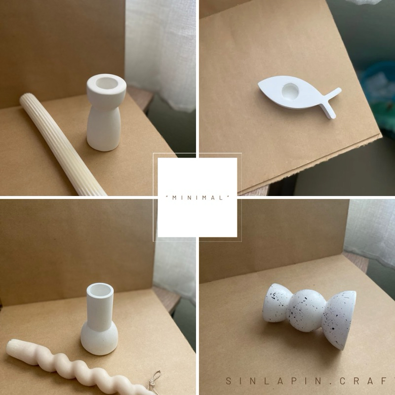 New🤍 4 Minimal candle holders เชิงเทียนปูน พรอพแต่งห้อง พรอพถ่ายรูป