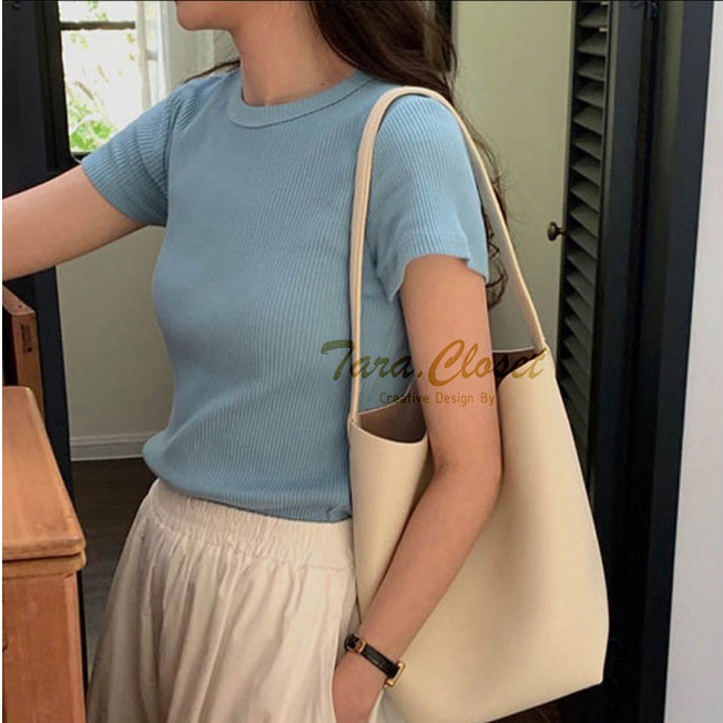 CVC001 TARA T-Shirt เสื้อยืด คอกลม แขนสั้น งานผ้าร่องอย่างดี ผ้านิ่ม ใส่สบาย ไม่ร้อน