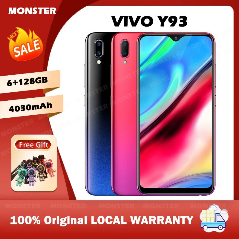 VIVO Y93 โทรศัพท์เดิมขายเต็มหน้าจอ 6.2 นิ้วกล้อง 8MP + 13MP 6GB RAM + 128GB รอม 4030mAh แบตเตอรี่ชาร์จเร็วส่งฟรีสำหรับโท