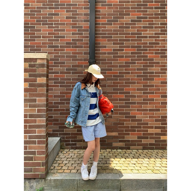 cpjgirlxx | พร้อมส่ง Cowboy Jean Jacket oversized [FW24] - แจ็คเก็ตยีนส์ปกสีน้ำตาลลูกฟูก unisex