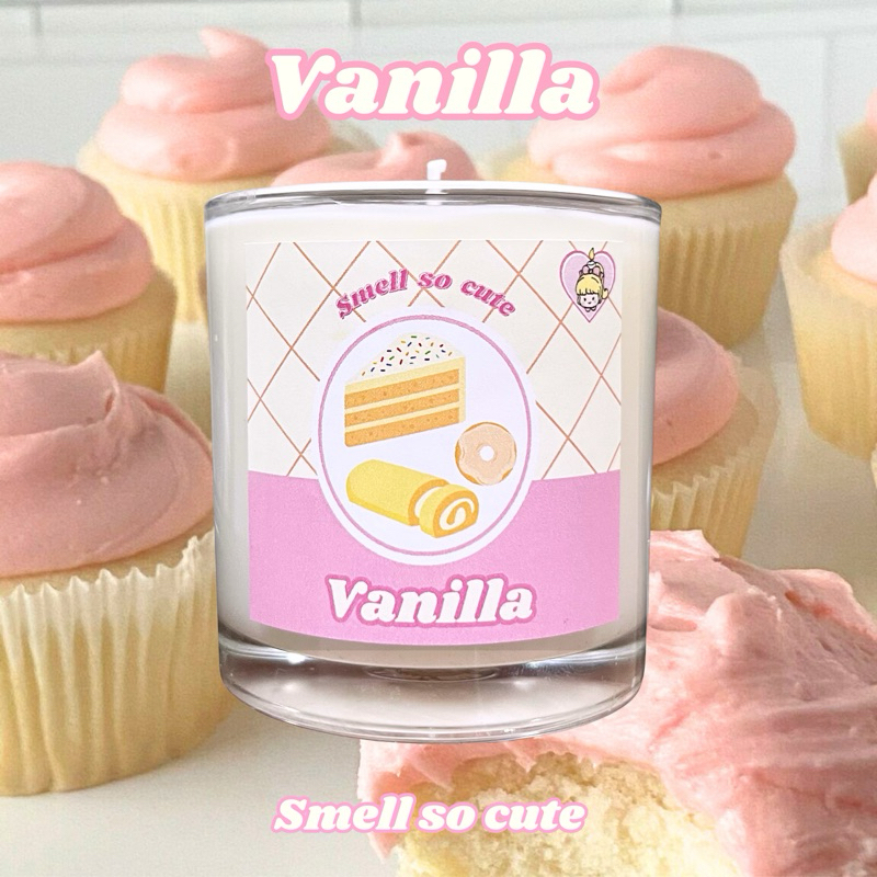 Smellsocute | เทียนหอม 150 g. กลิ่นVanilla🧁 | 100% organic Soy wax candle ใส่กล่องฟรี