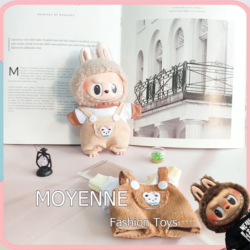 [จัดส่งจากกรุงเทพฯ] MOYENNEตุ๊กตาลาบูบู ซีรีส์ทำมือล้วนๆ หมี ชุดเอี๊ยมผ้าลูกฟูก เหมาะกับเสื้อผ้าตัวอย่างลาบูบู