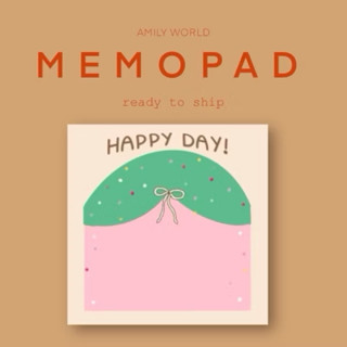 Amily Notepad [🇹🇭ส่งจากไทย] กระดาษโน๊ตลายตัวอักษร Happy Day