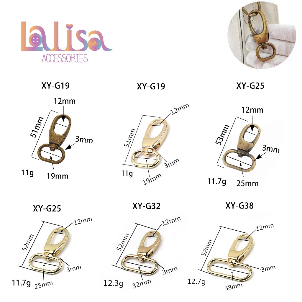 ตะขอคอหมาหัวสปริงคอหมา พวงกุญแจกระเป๋าอุปกรณ์เสริม วัสดุโลหะ metal dogclips XY