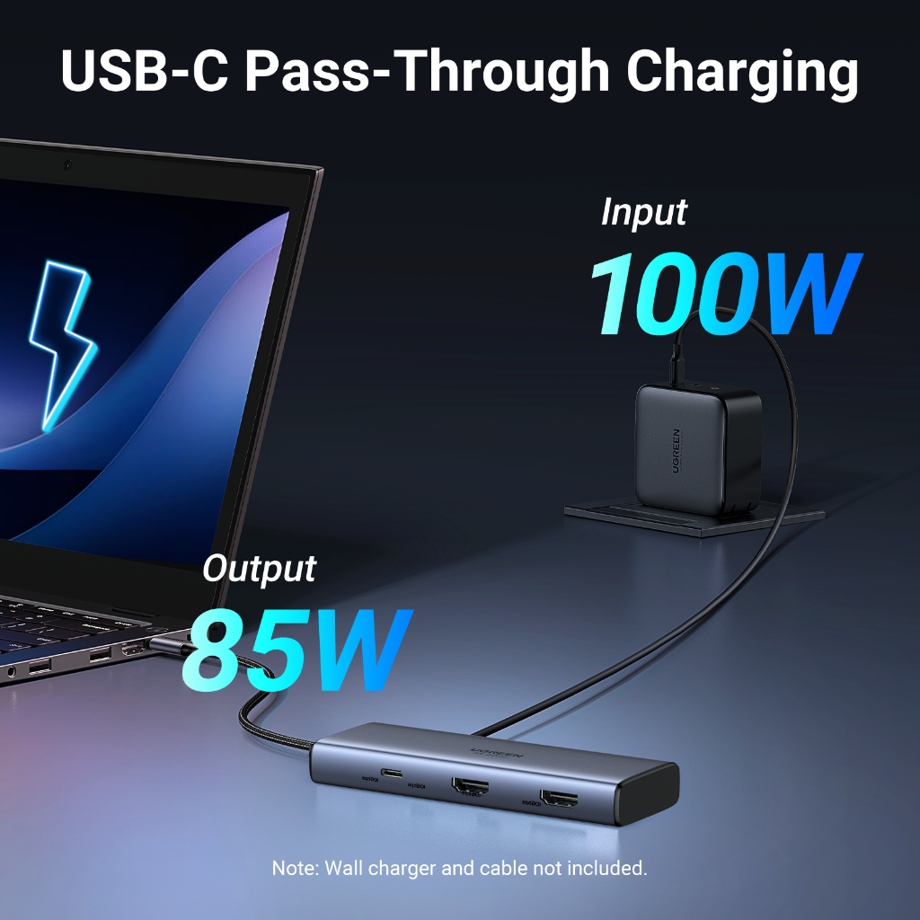 UGREEN อะแดปเตอร์ HUB Type C 7-in-1 USB-C to 2USB-A 3.2+2USB-C 3.2+2HDMI รองรับ 4K60Hz+PD รุ่น 45379