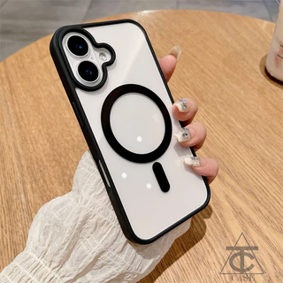 ส่งจากไทย เคสอะคริลิคชาร์จได้ ขอบสี งานกล่องขาว สำหรับ ไอโฟน 16 Pro Max 13 11 12 14 15 17 PROMAX 7 8 plus xr x xs max