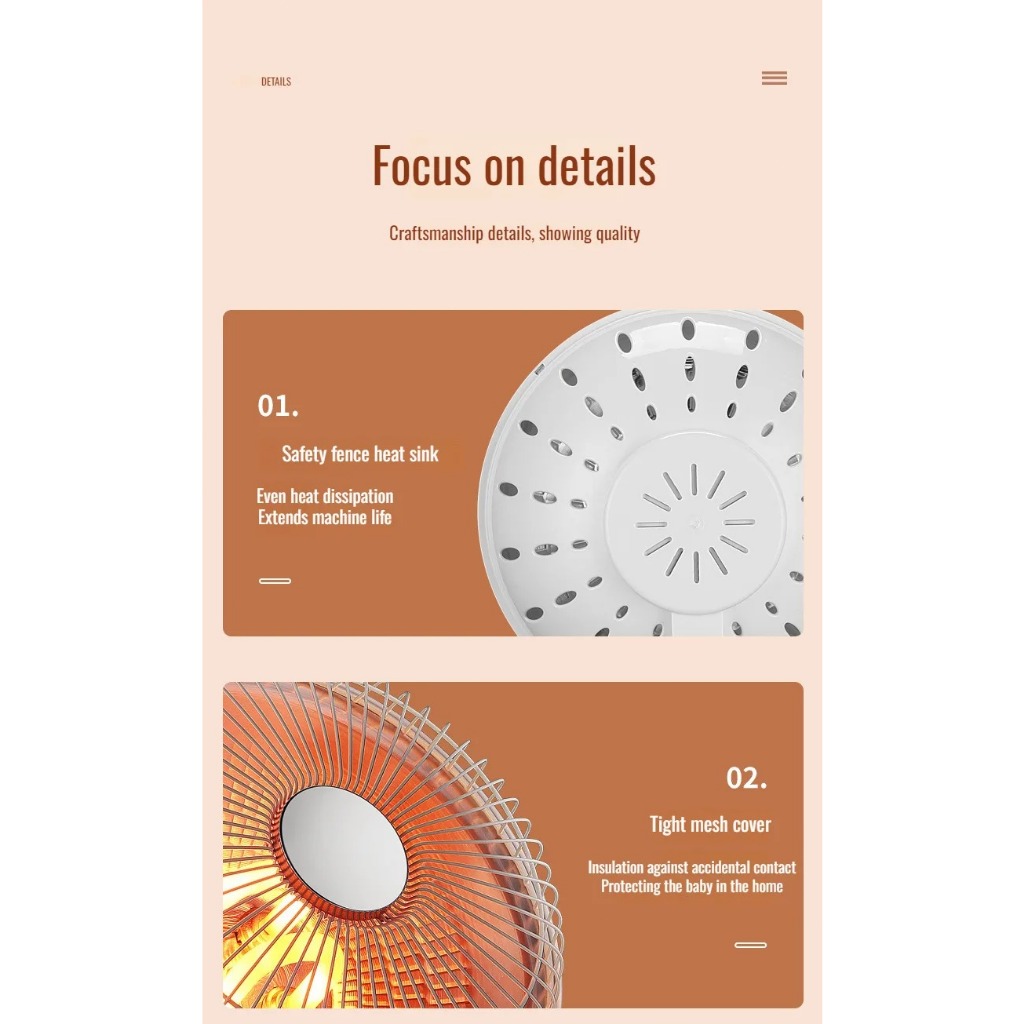 พัดลมร้อนheater Amoi 400W พัดลมฮีตเตอร์ ฮีตเตอร์ ฮีตเตอร์ตั้งโต๊ะ ฮิตเตอร์ลมร้อน ฮีตเตอร์พกพา - รูปที่ 6