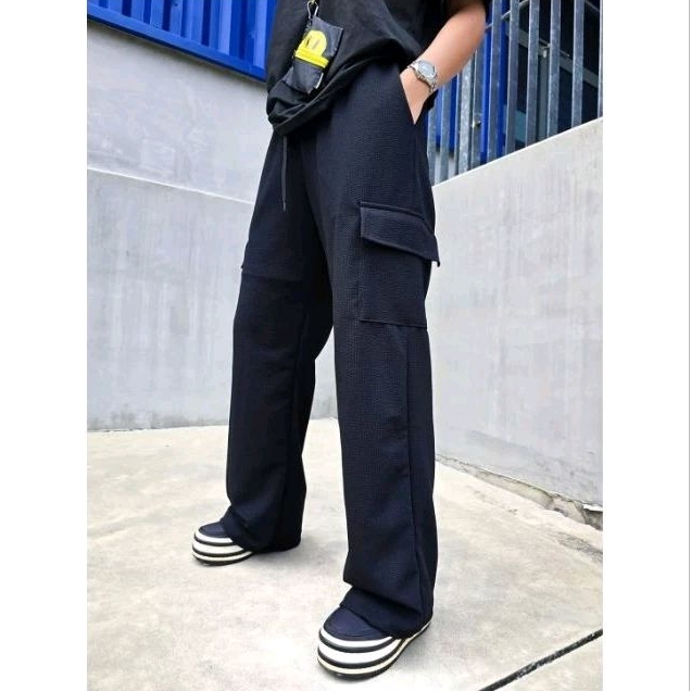กางเกงขายาว คาร์โก้ สีพื้น 4กระเป๋า แฟชั่นราคาถูก Welloff